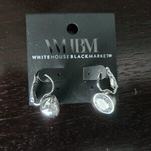 White House Black Market Silver Drop CZ Earrings